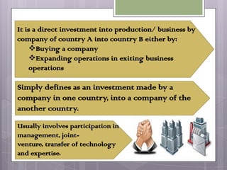 International Business 5e
Growth of World FDI vs. GDP
 