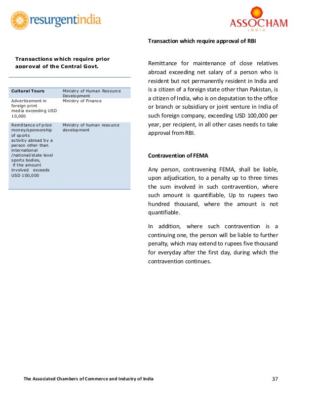 Fema provision for forex outward remittance