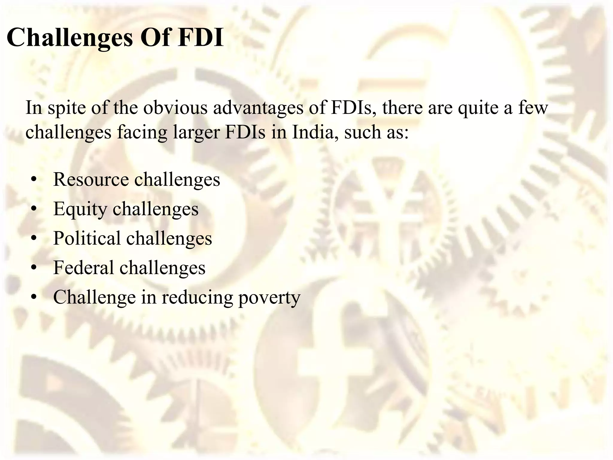 Fdi Problem Foreign Direct Investment in India | PPTX