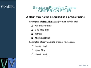 Impermissible Example Permissible vs. Impermissible Structure/Function Claims for Dietary ...