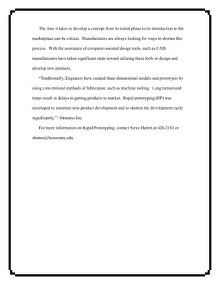 Fdm Rapid Prototyping