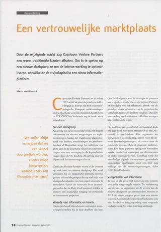 FDMagazine : Interview CFO Capricorn Venture Partners - 01-2013