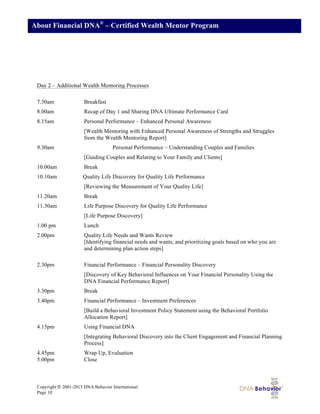 Wealth Management Training Program Financial DNA Certified Wealth Mentor Training Program | PDF
