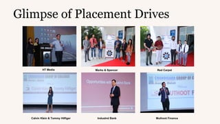 Glimpse of Placement Drives
HT Media Marks & Spencer Red Carpet
Calvin Klein & Tommy Hilfiger IndusInd Bank Muthoot Finance
 