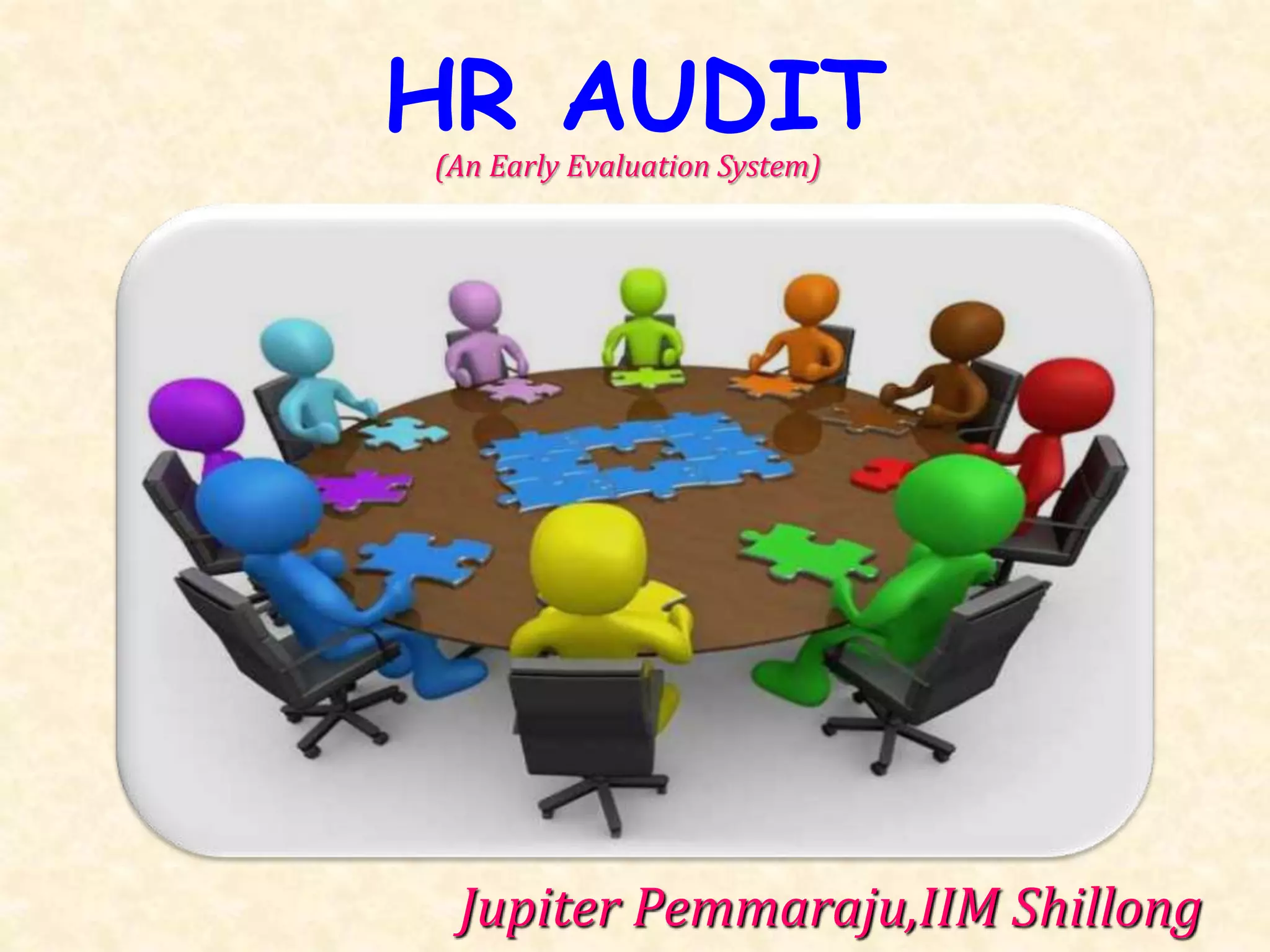 HR AUDIT
(An Early Evaluation System)
Jupiter Pemmaraju,IIM Shillong
 
