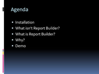 Introduction to SSRS Report Builder | PPTX