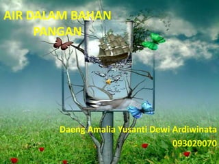 AIR DALAM BAHAN
PANGAN
Daeng Amalia Yusanti Dewi Ardiwinata
093020070
 
