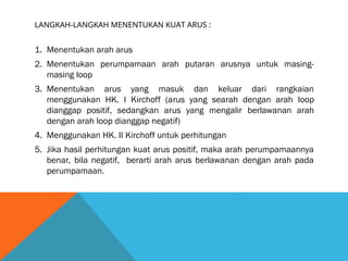 Pemahaman Hukum Ohm dan Hukum Kirchhoff dalam Rangkaian Listrik | PPT