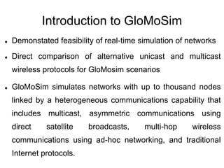 Glomosim Advanced Networking on GloMoSim | PDF