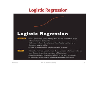 Logistic Regression
8/20/2022 FDP On Machine Learning 29
 