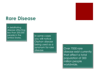 Rare Disease
A debilitating
disease affecting
less than 200,000
people in the
United States.
In some cases
you will notice...