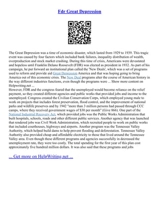 Fdr Great Depression | PDF