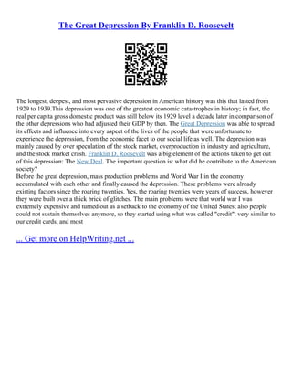 Fdr Great Depression | PDF