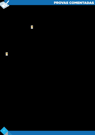 PROVAS COMENTADAS
No mesmo menu Formatar, porém no item Caracteres, é possível realizar todas as
edições necessárias as fontes do editor de texto.
O único item em que a banca pode ter “pecado” foi na utilização dos termos
“alinhamentos dos parágrafos”, pois, no editor usa o espaçamento em cima ou embaixo
do parágrafo.
Gabarito: C
Questão 05. O botão (Formato numérico: Moeda) da barra de ferramentas
Formatação do BrOffice 3.1 Calc, ao ser aplicado a uma célula contendo o valor 15,999,
transforma esse valor em
a) 15.99
b) 16.00
c) RS 15,98
d) RS 15,99
e) RS 16,00
Comentários: o sistema monetário em programas de planilha eletrônica tem a
possibilidade de arredondar valores, sendo o formato Moeda representado pelo botão
. Será empregado duas casas decimais, arredondando os valores conforme, ou seja,
números maiores ou iguais a cinco são arredondados para cima, e números menores
que cinco são arredondados para baixo. Aplicando a regra as alternativas temos,
15,999 exibido como R$ 16,00.
Gabarito: E
Questão 06. Analise as afirmações a seguir sobre modos de seleção de células no
BrOffice 3.1 Calc.
I. Para selecionar as células A1:D 7, pode-se clicar, com o botão esquerdo do mouse,
na célula A1 e, em seguida, mantendo a tecla Shift pressionada, clicar na célula D 7 ,
também com o botão esquerdo do mouse.
II. Para selecionar as células A1:C1;A7:C8, pode-se, mantendo a tecla Ctrl pressionada,
clicar com o botão esquerdo do mouse nas células A1, C1, A7 e C8 .
III. Para selecionar as células A1;C1;A7,C8. pode-se arrastar o mouse, mantendo o
botão esquerdo pressionado, da célula A1 até a célula C8.
Quais estão corretas?
a) Apenas a I.
b) Apenas a II.
c) Apenas a III.
d) Apenas a I e a II.
e) Apenas a II e a III.
Comentários: dentre as três alternativas que a banca traz na sequência do enunciado
da questão, a única correta é a I pois, trabalhando com planilhas eletrônicas há uma
diferença entre usar “:” e “;”. Utilizando: fazemos uso de um operador de intervalo que
selecionada todas as células que estiverem dentro da referência, ou seja, tudo que
estiver entre A1 até D7 será selecionado, ainda mais quando temos a tecla shift
pressionada. Quando é utilizado “;” é feita a referência de conteúdo das célular por
intervalo, ou seja, seria A1 e D7. Levando que o que foi disposto, torna se evidente o
motivo de a segunda alternativa estar errada, onde há a utilização da tecla Ctrl que
seleciona apenas os itens clicados, além de a banca ter incluído dois operadores de
intervalo com funções diferentes.
7
 