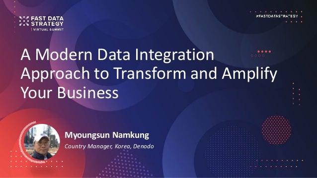 A Modern Data Integration
Approach to Transform and Amplify
Your Business
Myoungsun Namkung
Country Manager, Korea, Denodo
 