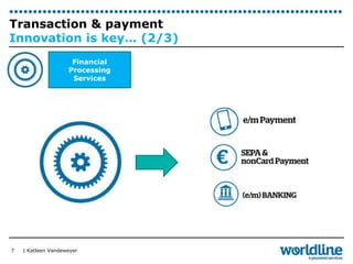 Transaction & payment 
Innovation is key… (2/3) 
| Katleen Vandeweyer 
7 
Financial 
Processing 
Services 
 