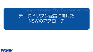 データドリブン経営に向けた
NSWのアプローチ
17
NSWのDX説明
 