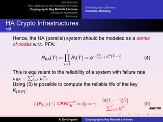 Cryptographic Key Reliable Lifetimes - Bounding the Risk of Key Exposure in the Presence of Faults Slide 71