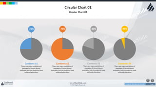 w w w . D o m a i n . c o m Page 4
www.MainSlide.com
© All Rights Reserved.
Confidential
Circular Chart 02
Circular Chart 02
Contents 01
There are many variations of
passages of Lorem Ipsum
available, but the majority have
suffered alteration
Contents 02
There are many variations of
passages of Lorem Ipsum
available, but the majority have
suffered alteration
Contents 03
There are many variations of
passages of Lorem Ipsum
available, but the majority have
suffered alteration
Contents 04
There are many variations of
passages of Lorem Ipsum
available, but the majority have
suffered alteration
25% 75% 80% 95%
 