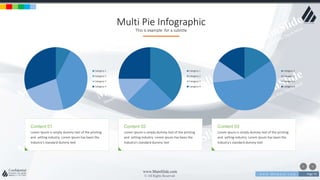 w w w . D o m a i n . c o m Page 70
www.MainSlide.com
© All Rights Reserved.
Confidential
Multi Pie Infographic
This is example for a subtitle
Category 1
Category 2
Category 3
Category 4
Category 1
Category 2
Category 3
Category 4
Category 1
Category 2
Category 3
Category 4
Content 01
Lorem Ipsum is simply dummy text of the printing
and setting industry. Lorem Ipsum has been the
industry's standard dummy text
Content 02
Lorem Ipsum is simply dummy text of the printing
and setting industry. Lorem Ipsum has been the
industry's standard dummy text
Content 03
Lorem Ipsum is simply dummy text of the printing
and setting industry. Lorem Ipsum has been the
industry's standard dummy text
 