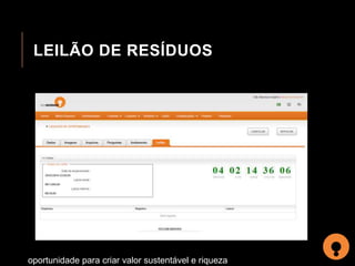 LEILÃO DE RESÍDUOS 
oportunidade para criar valor sustentável e riqueza 
 