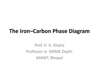 The Iron–Carbon Phase Diagram
Prof. H. K. Khaira
Professor in MSME Deptt.
MANIT, Bhopal

 