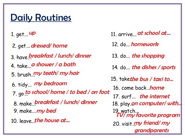 Phrasal Verbs for Daily routines