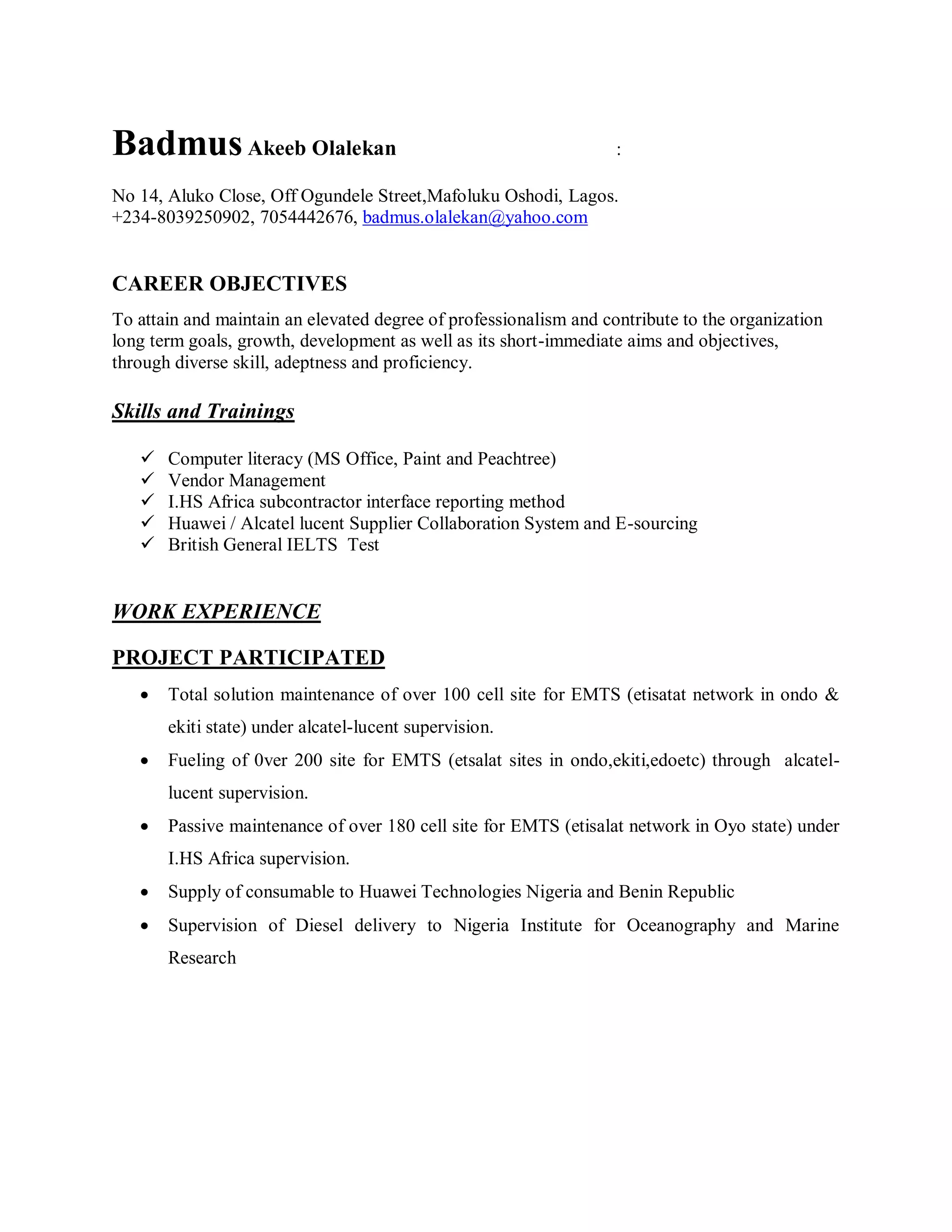 Dev Cv badmus current cv | PDF