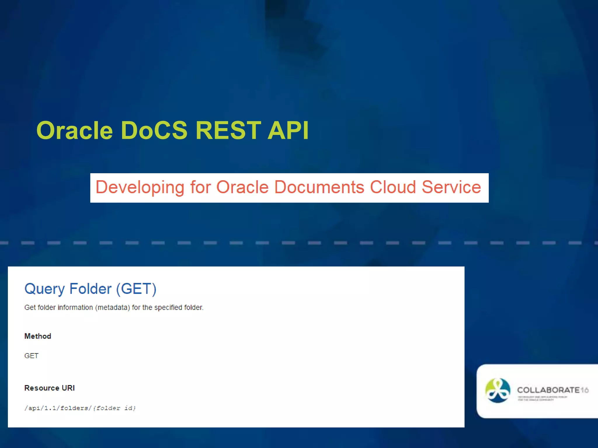 Oracle DoCS REST API
 