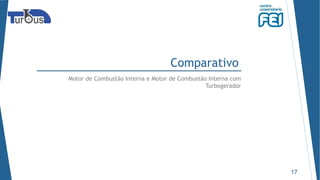 Comparativo
Motor de Combustão Interna e Motor de Combustão Interna com
Turbogerador
17
 