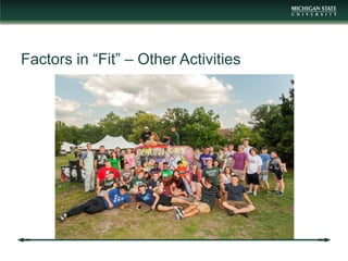 Factors in “Fit” – Other Activities
 