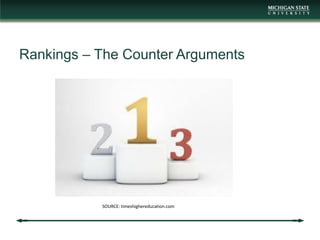 Rankings – The Counter Arguments
SOURCE: timeshighereducation.com
 