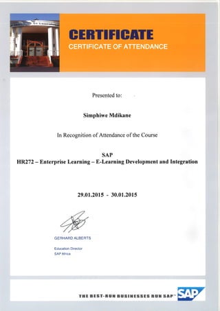 Cert in SAP - e-LEARNING DEVELOPMENT AND INTEGRATION
