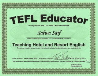 Teaching Hospitality English Certification