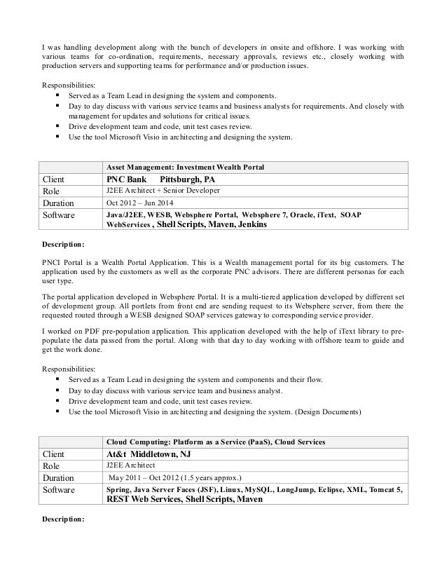 java web sphere developer resume