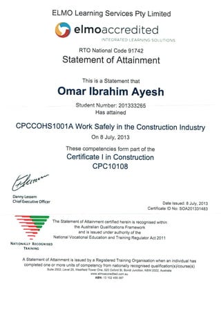 Certificate I in Construction