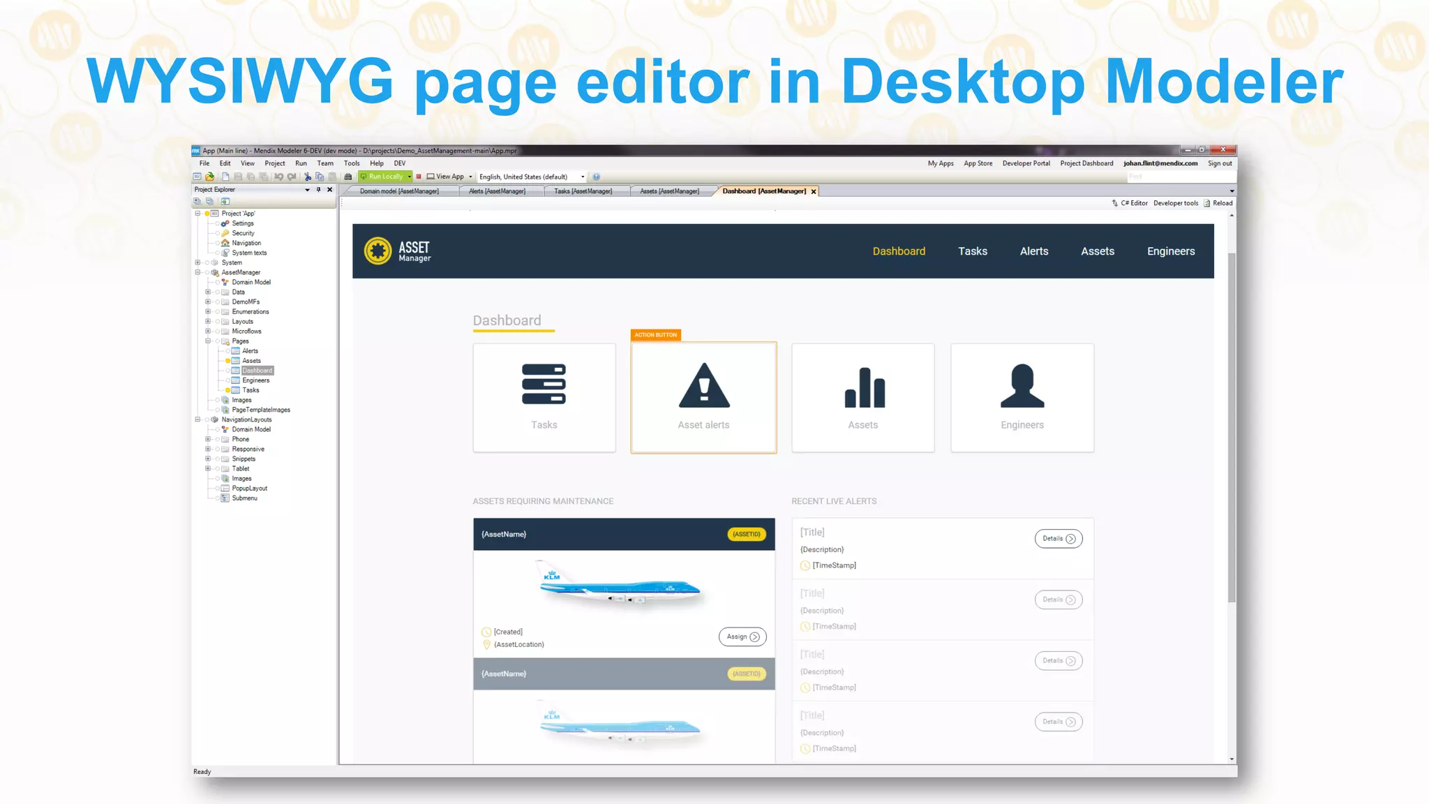 WYSIWYG page editor in Desktop Modeler
 