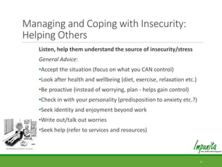 Managing Insecurity Job Security Health | PDF