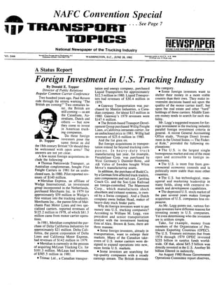 Foreign Investment in the Trucking Industry