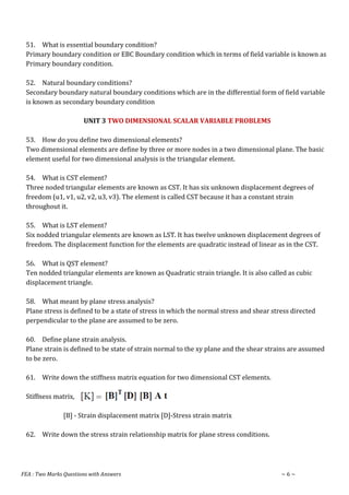 FEA 2 marks unit 1 to 5 | PDF