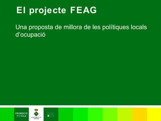 El projecte FEAG Una proposta de millora de les polítiques locals d’ocupació 
