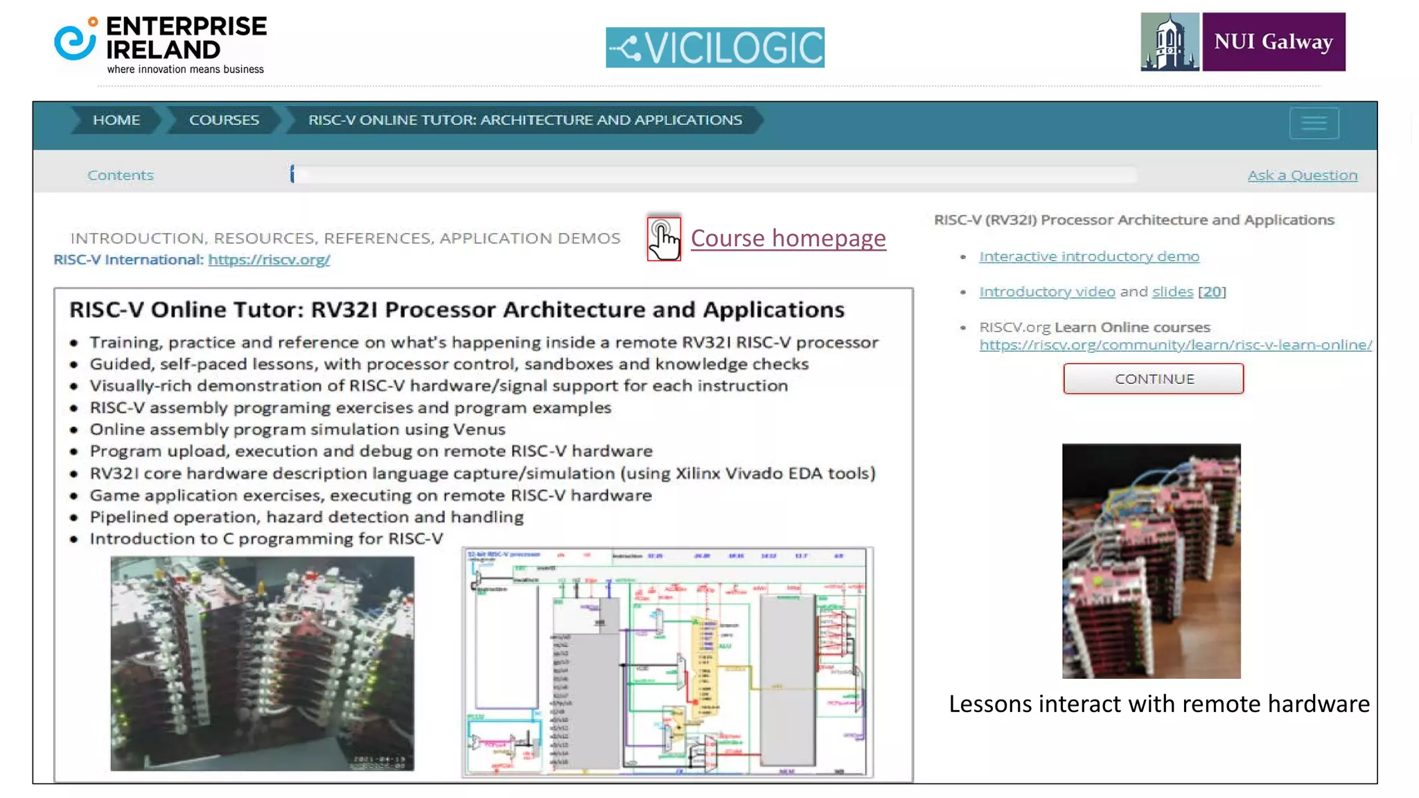 London Open Source Meetup for RISC-V 19 April 2021
3
fearghal.morgan@nuigalway.ie
Presentation https://tinyurl.com/BCSRISCVOnlineTutor
Lessons interact with remote hardware
Course homepage
 