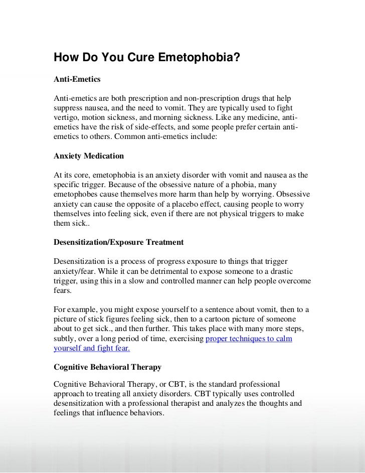 Fear of vomit causes and cures