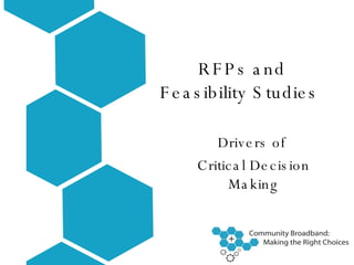 RFPs and Feasibility Studies  Drivers of  Critical Decision Making 