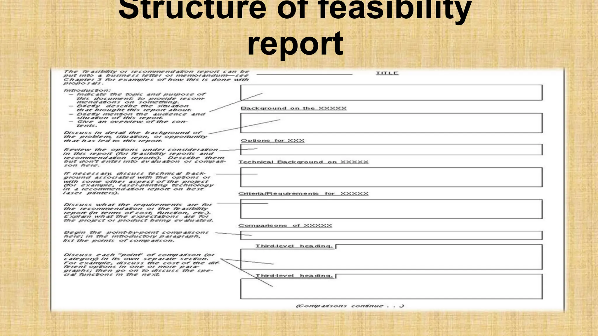 Structure of feasibility
report
 