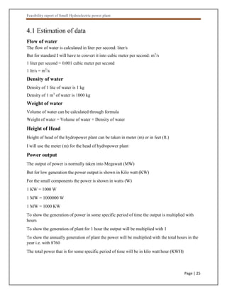 Feasibility Report of Small Hydroelectric Power Plant | PDF