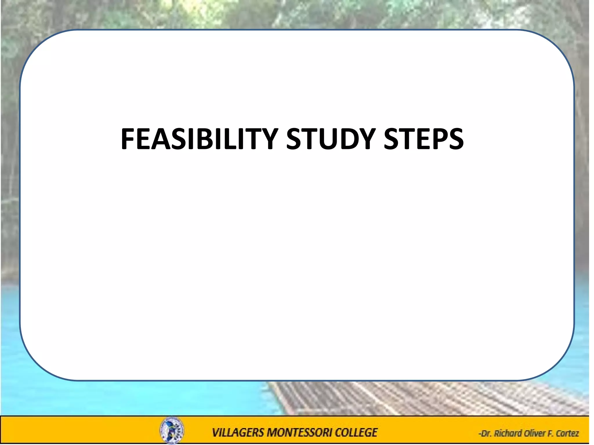 FEASIBILITY STUDY STEPS
 