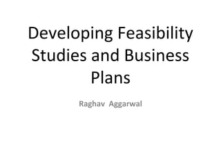 Developing Feasibility
Studies and Business
Plans
Raghav Aggarwal
 