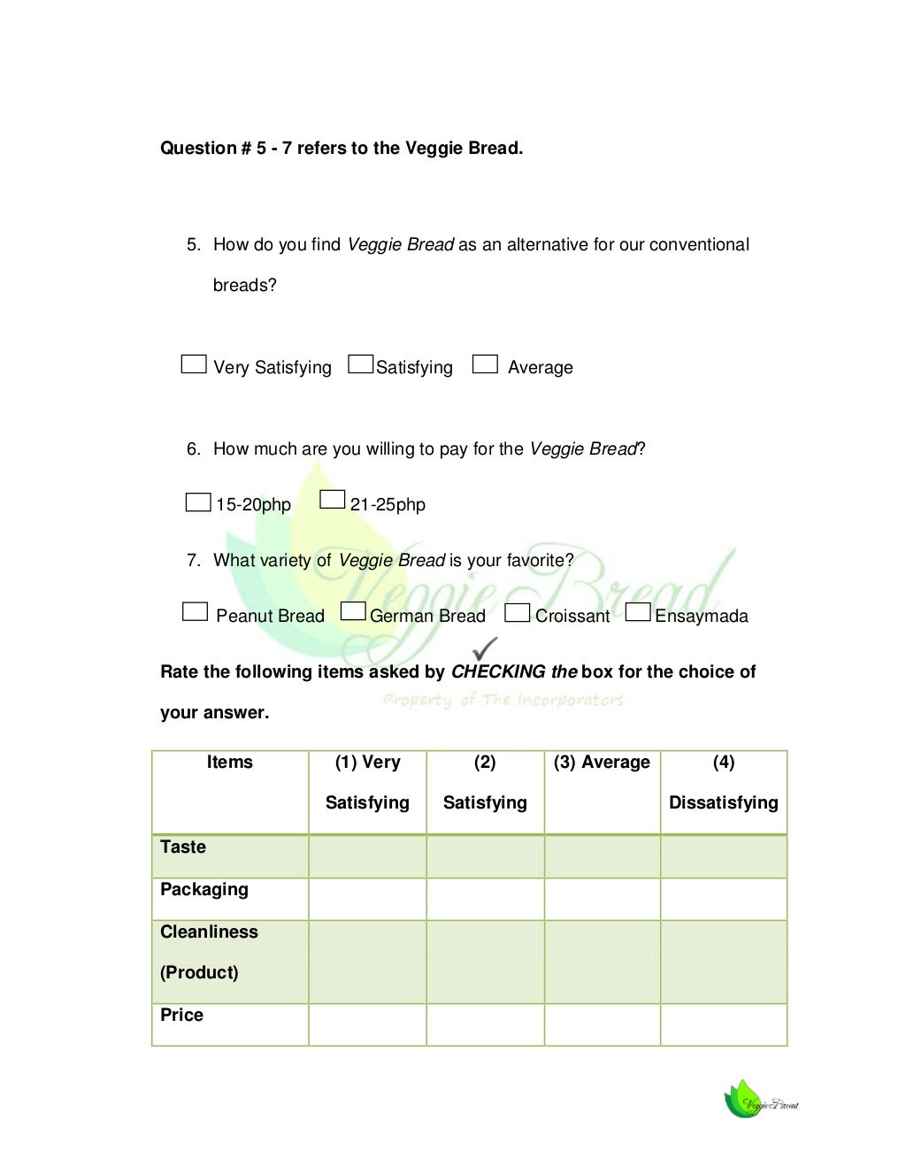 Feasibility Study (Veggie Bread)