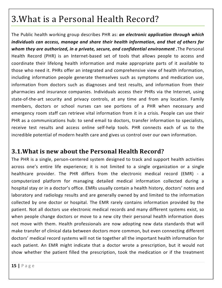 what is personal health records